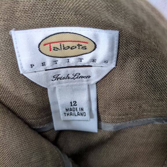 Vtg Talbots Brown Irish Linen A-Line Midi Skirt, Sz 12 Petite Academia Classic - Picture 3 of 6